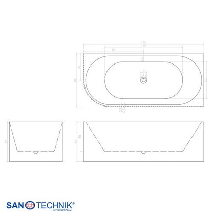 Sanotechnik Badewanne Wand-BW BALI RECHTS 170x80x56cm