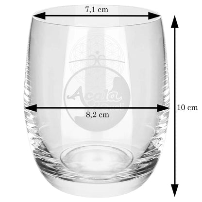 AcalaQuell® Glas Arlando 300 ml mit Gravur Blume des Lebens