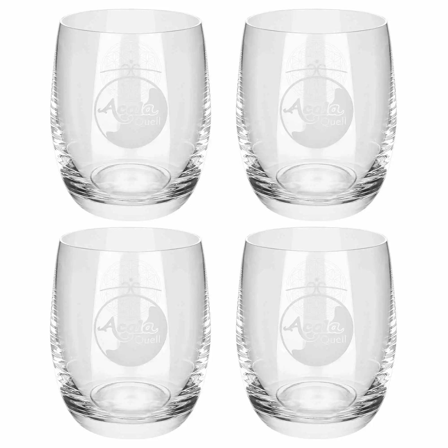 AcalaQuell® Glas Arlando 300 ml mit Gravur Blume des Lebens