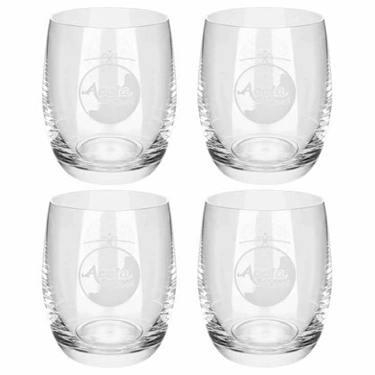 AcalaQuell® Glas Arlando 300 ml mit Gravur Blume des Lebens