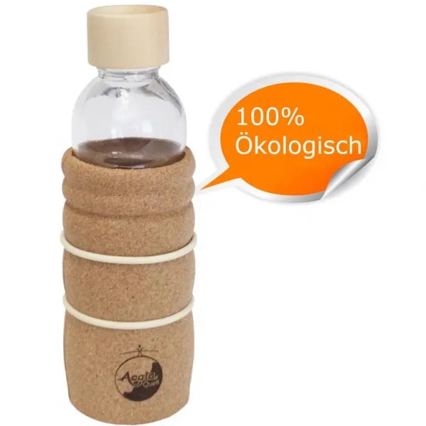 AcalaQuell® Glasflasche | Ummantelung aus Kork/Zirbe | 700 ml