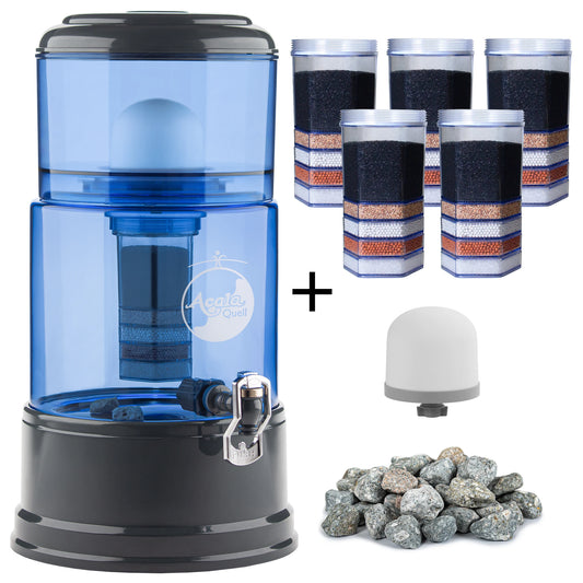 AcalaQuell® Grande blau | anthrazit | Glastank 10 Liter | verschiedene Optionen | Einsteigerset groß