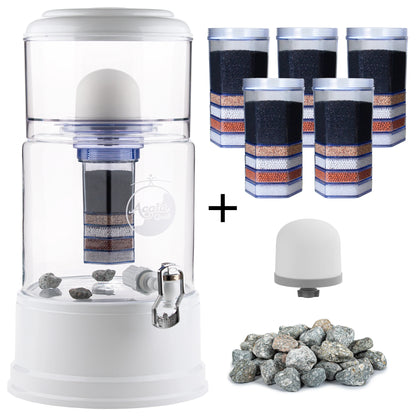 AcalaQuell® Grande kristallklar | weiß | Glastank 10 Liter | verschiedene Optionen | Einsteigerset groß