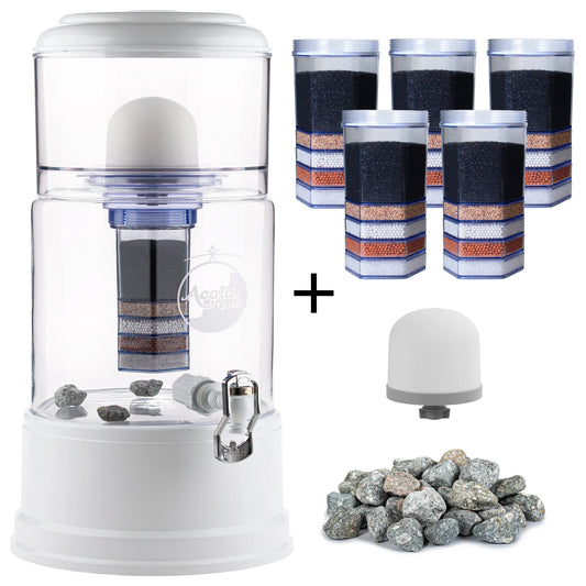 AcalaQuell® Grande kristallklar | weiß | Glastank 10 Liter | verschiedene Optionen | Einsteigerset groß
