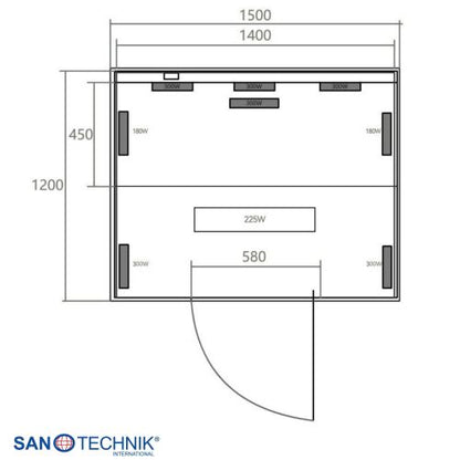 Sanotechnik OPEN Infrarotkabine für 3 Personen 150x120x200 cm