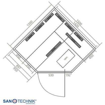 Sanotechnik DELUXE Infrarotkabine für 3-4 Personen 150x150x200 cm