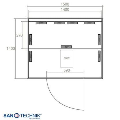 Sanotechnik OSLO Infrarotkabine für 2 Personen 150x150x200 cm