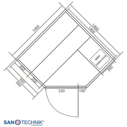 Sanotechnik TALLINN Finnische Sauna für 3 Personen 150x150x200 cm