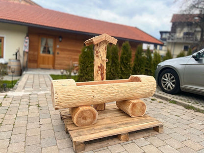 Holzbrunnen ,,Jägerkamp" Zierbrunnen mit Struktur Lärchenholz | diverse Größen & Optionen