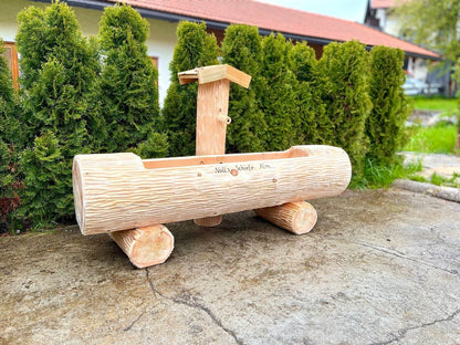 Holzbrunnen ,,Jägerkamp" Zierbrunnen mit Struktur Lärchenholz | diverse Größen & Optionen