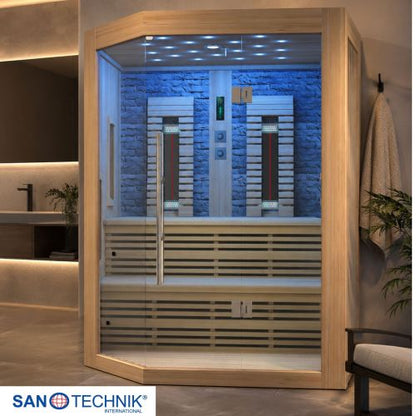 Sanotechnik KIRUNA Infrarotkabine für 3-4 Personen 160x114,1x64,8x114,1x160 x 210 cm