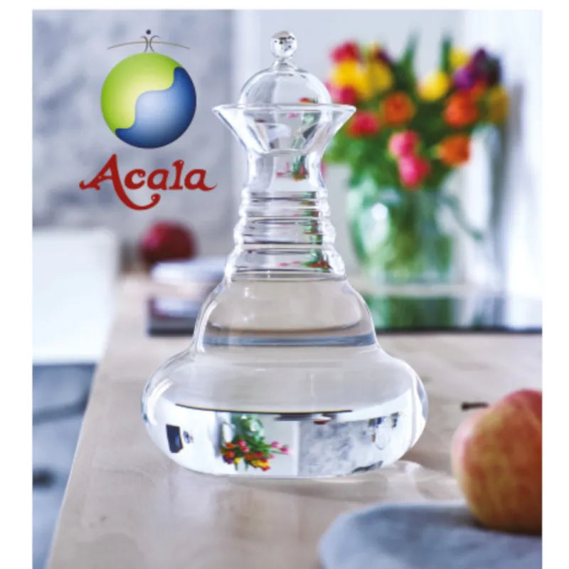 AcalaQuell® Karaffe Alladin | 1,3 Liter | 23,8 Karat Gold | Blume des Lebens & Glasdeckel