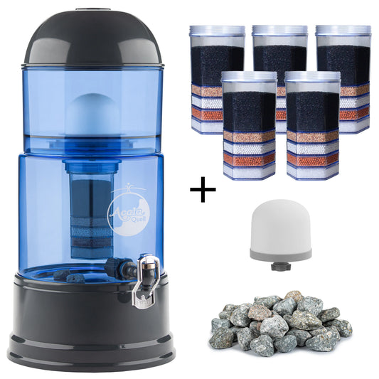 AcalaQuell® Luna blau | anthrazit | 8 Liter für 1-4 Personen | verschiedene Optionen | Einsteigerset groß