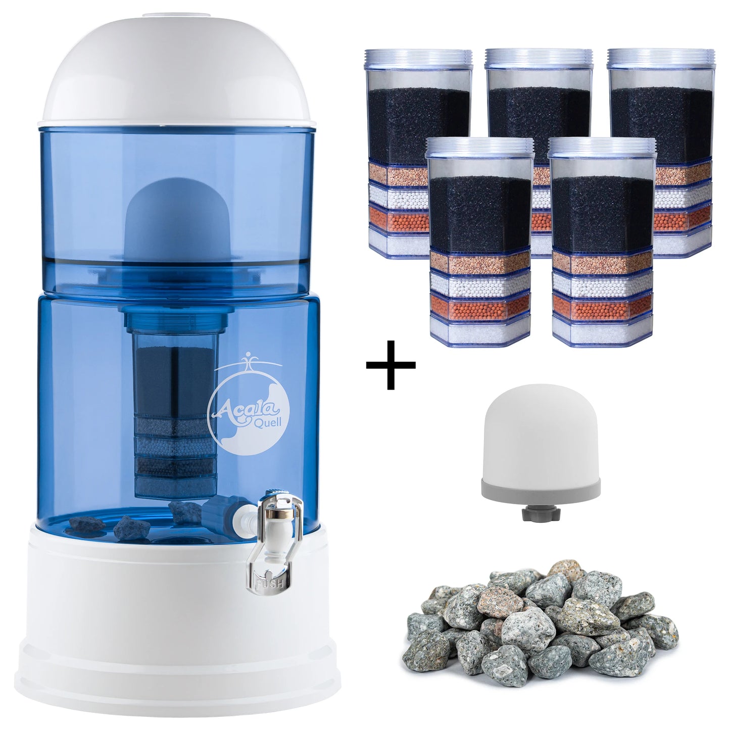 AcalaQuell® Luna blau | weiß | 8 Liter für 1-4 Personen | verschiedene Optionen | Einsteigerset groß