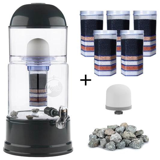 AcalaQuell® Luna kristallklar | anthrazit | 8 Liter für 1-4 Personen | verschiedene Optionen | Einsteigerset groß
