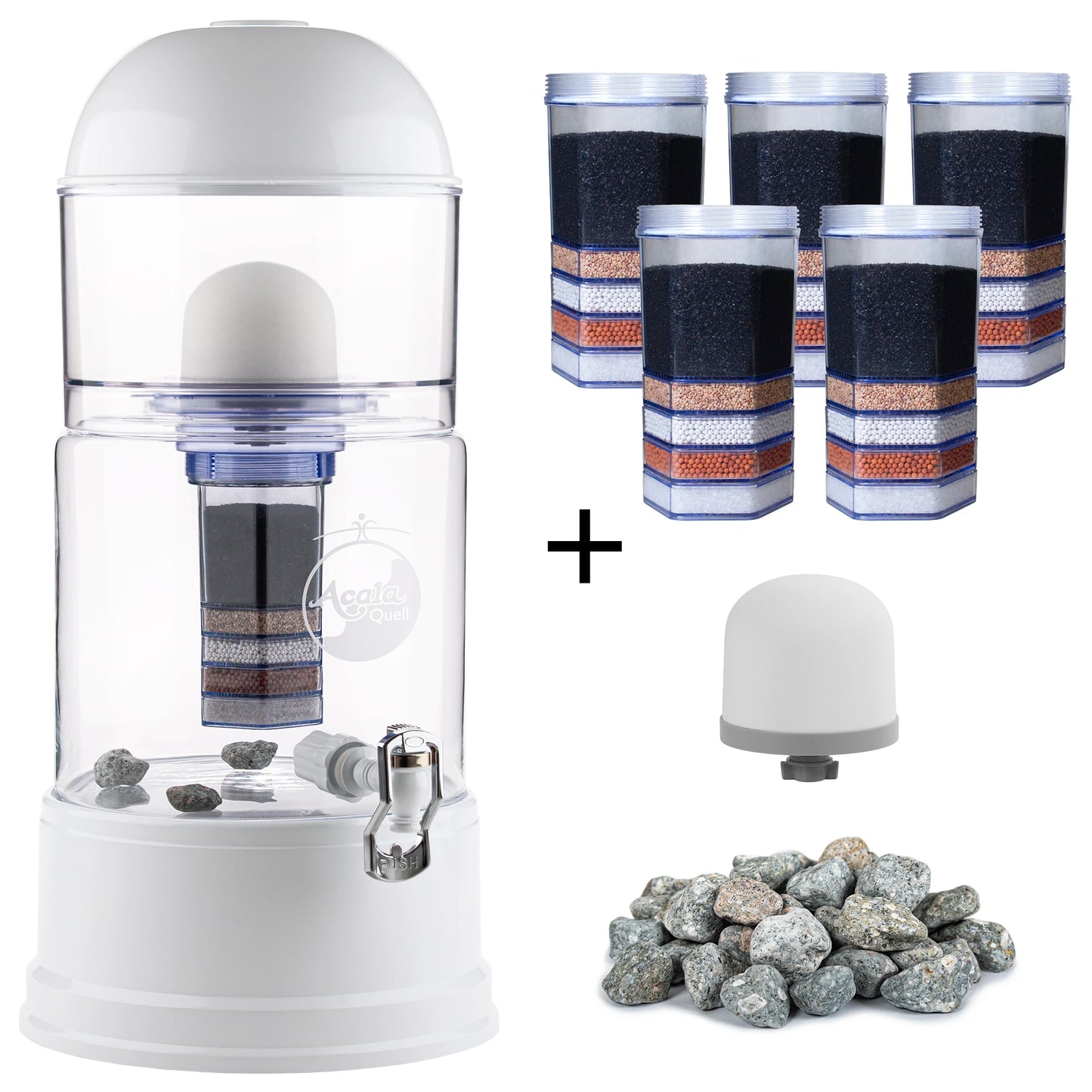 AcalaQuell® Luna kristallklar | weiß | 8 Liter für 1-4 Personen | verschiedene Optionen | Einsteigerset groß