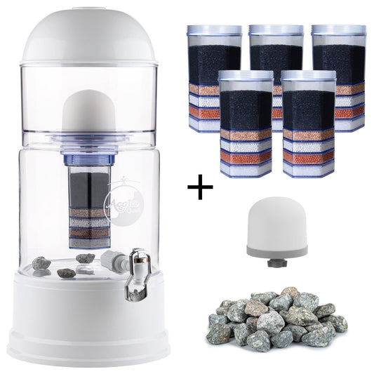 AcalaQuell® Luna kristallklar | weiß | 8 Liter für 1-4 Personen | verschiedene Optionen | Einsteigerset groß