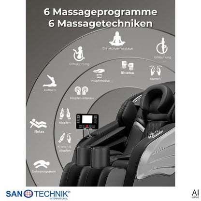 Sanotechnik PRIMORA LUXUS MASSAGESESSEL schwarz 70x140x104 cm