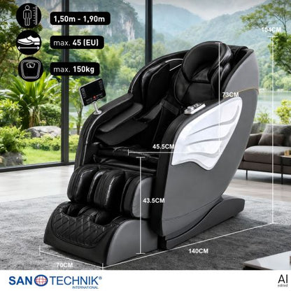 Sanotechnik PRIMORA LUXUS MASSAGESESSEL schwarz 70x140x104 cm