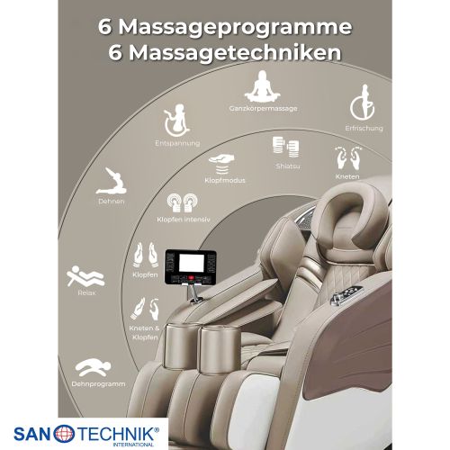 Sanotechnik - SENORA LUXUS – MASSAGESESSEL beige-braun 70x140x104 cm