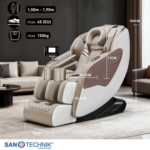 Sanotechnik - SENORA LUXUS – MASSAGESESSEL beige-braun 70x140x104 cm