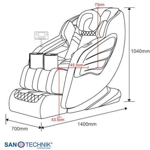 Sanotechnik - SENORA LUXUS – MASSAGESESSEL beige-braun 70x140x104 cm