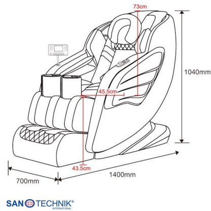Sanotechnik - SENORA LUXUS – MASSAGESESSEL beige-braun 70x140x104 cm