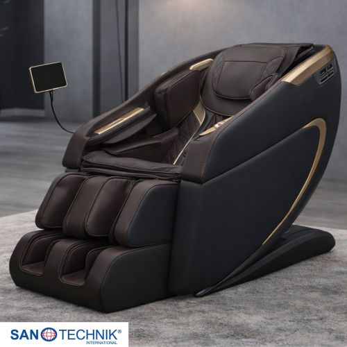 Sanotechnik MEDORA Luxus Massagesessel Schwarz/Braun 75x143x114 cm