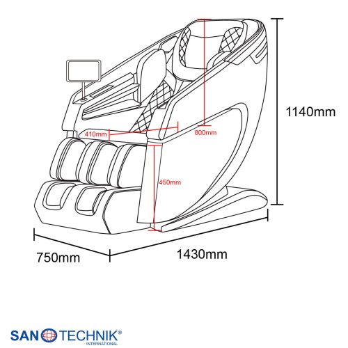 Sanotechnik RESTORA Luxus Massagesessel Beige/Creme 75 x 143 x 114 cm