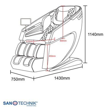 Sanotechnik RESTORA Luxus Massagesessel Beige/Creme 75 x 143 x 114 cm
