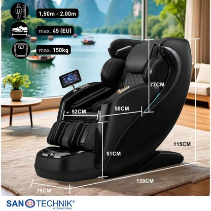 Sanotechnik LUXORA Luxus Massagesessel Schwarz 76x159x115 cm