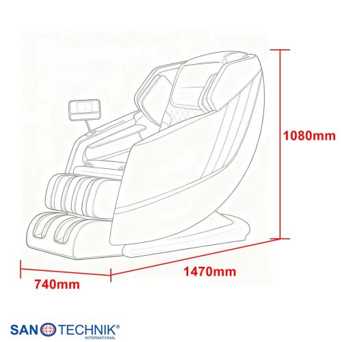 Sanotechnik CALMORA Luxus Massagesessel Weiß/Schwarz 74x147x108 cm