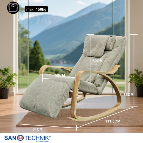 Sanotechnik LIGORA Komfort-Schaukelstuhl mit Fußteil grau 64x114x85 cm