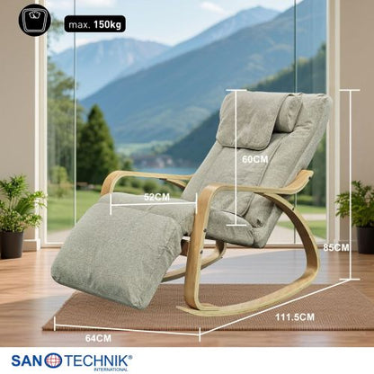 Sanotechnik LIGORA Komfort-Schaukelstuhl mit Fußteil grau 64x114x85 cm