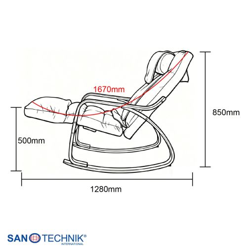 Sanotechnik LIGORA Komfort-Schaukelstuhl mit Fußteil grau 64x114x85 cm