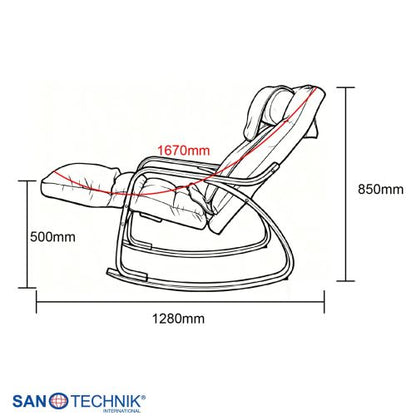 Sanotechnik LIGORA Komfort-Schaukelstuhl mit Fußteil grau 64x114x85 cm