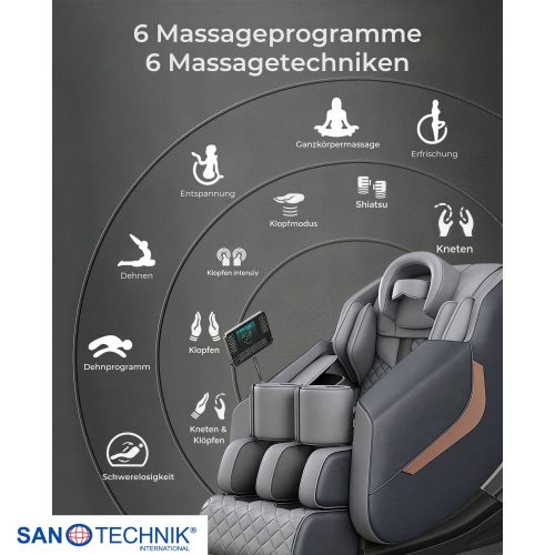 Sanotechnik HEALORA Luxus-Massagesessel grau 73x140x102 cm