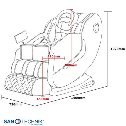 Sanotechnik HEALORA Luxus-Massagesessel grau 73x140x102 cm