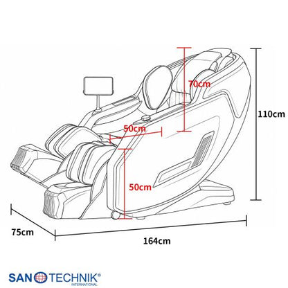 Sanotechnik VALORA Luxus-Massagesessel Schwarz 75x164x110 cm