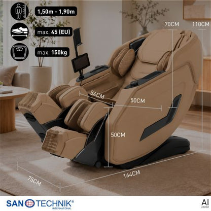 Sanotechnik AVORA Luxus Massagesessel Beige 75x164x110 cm