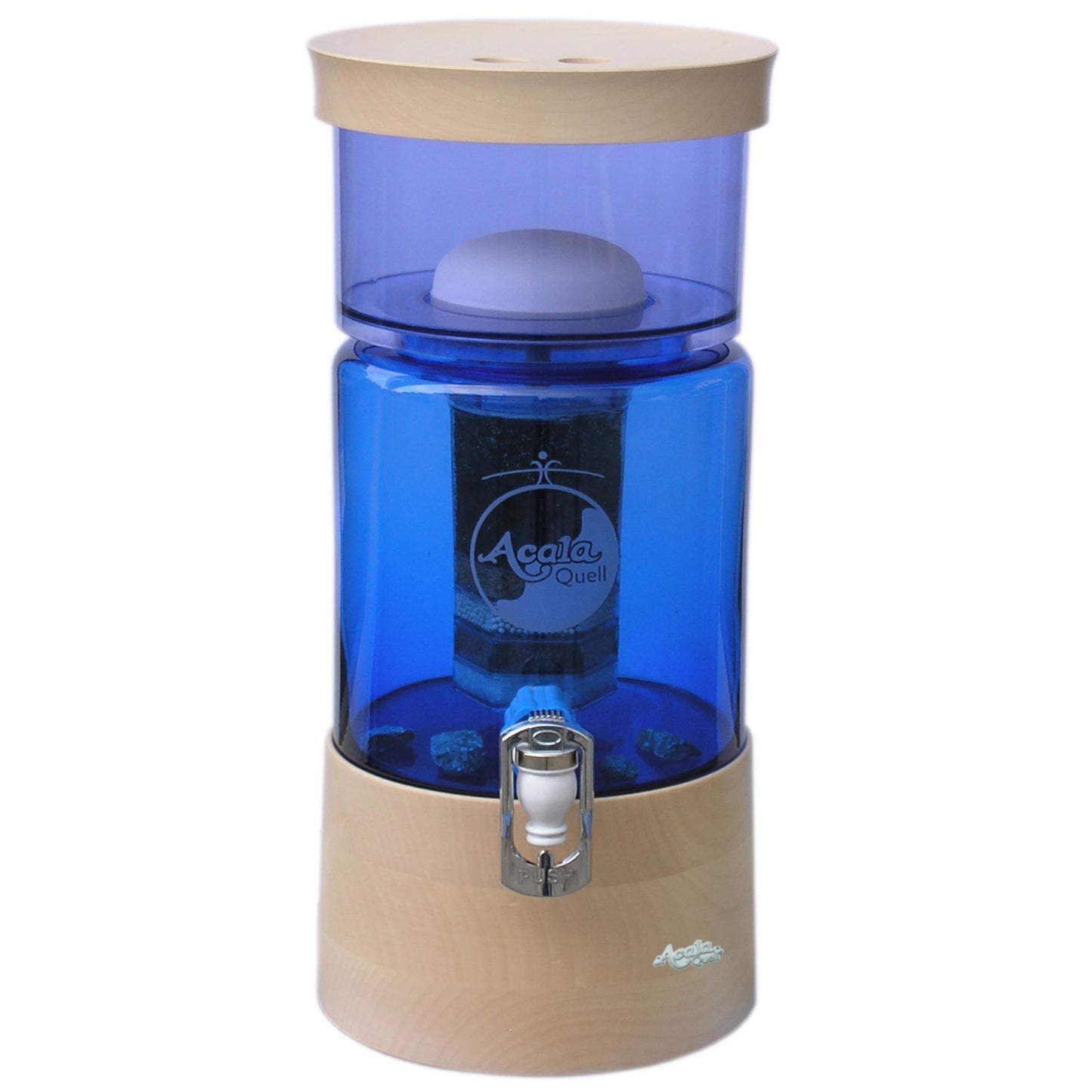 AcalaQuell® Mini blau | Echtholz Ahorn flach | Glastank 5 Liter für 1-2 Personen | verschiedene Optionen