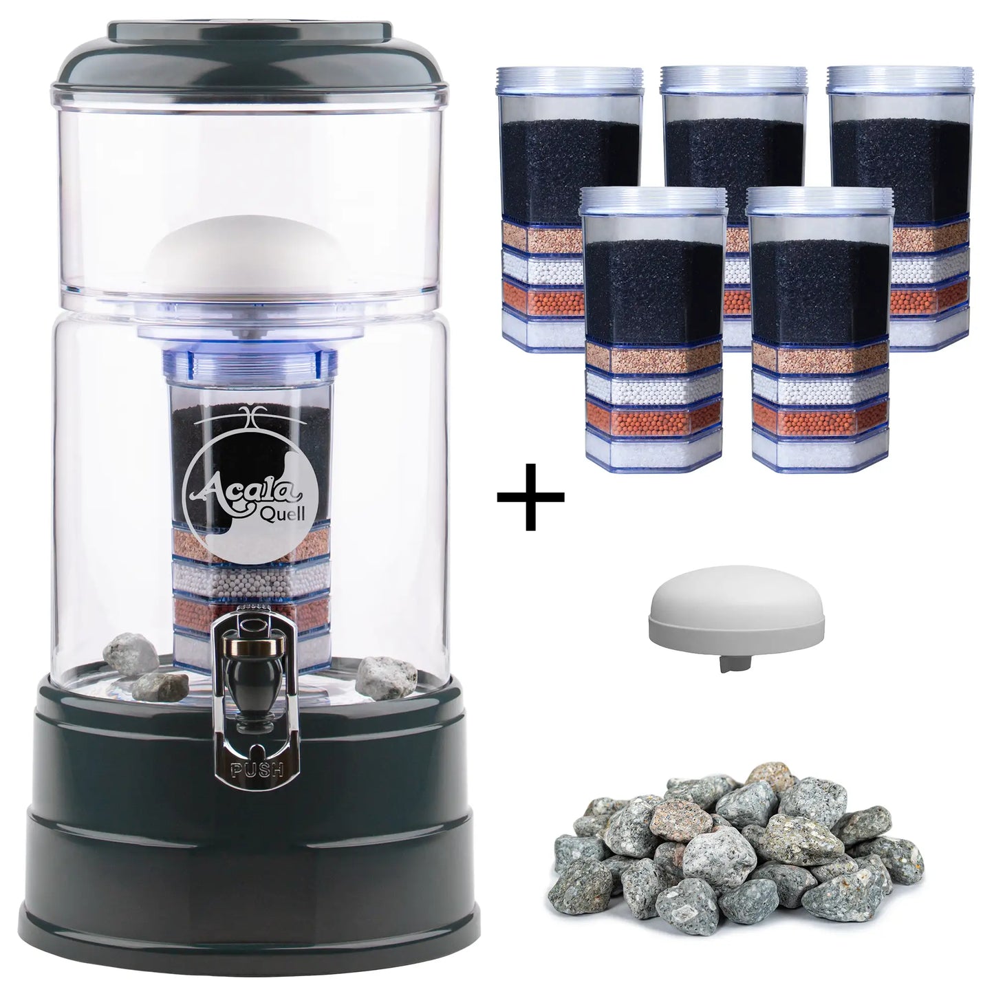 AcalaQuell® Mini kristallklar | anthrazit | 5 Liter für 1-2 Personen | verschiedene Optionen | Einsteigerset groß