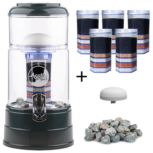 AcalaQuell® Mini kristallklar | anthrazit | 5 Liter für 1-2 Personen | verschiedene Optionen | Einsteigerset groß