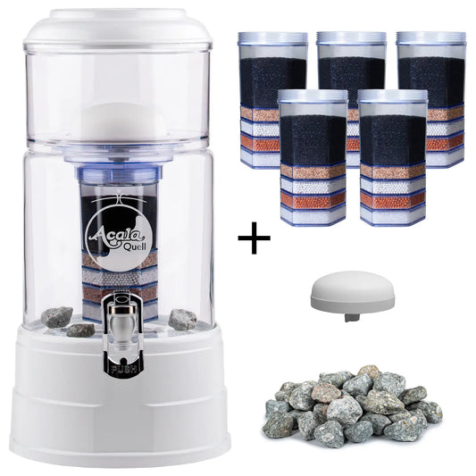 AcalaQuell® Mini kristallklar | weiß | 5 Liter für 1-2 Personen | verschiedene Optionen | Einsteigerset groß