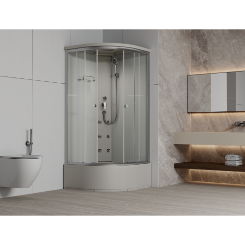 Sanotechnik Duschkabine Komplettduschkabine 90x90x215cm mit hoher BT Rückwand