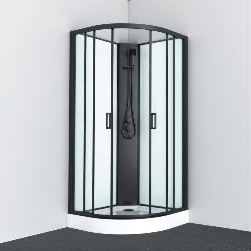 Sanotechnik Duschkabine Komplettduschkabine BALATON 1 schwarz 90x90x203cm