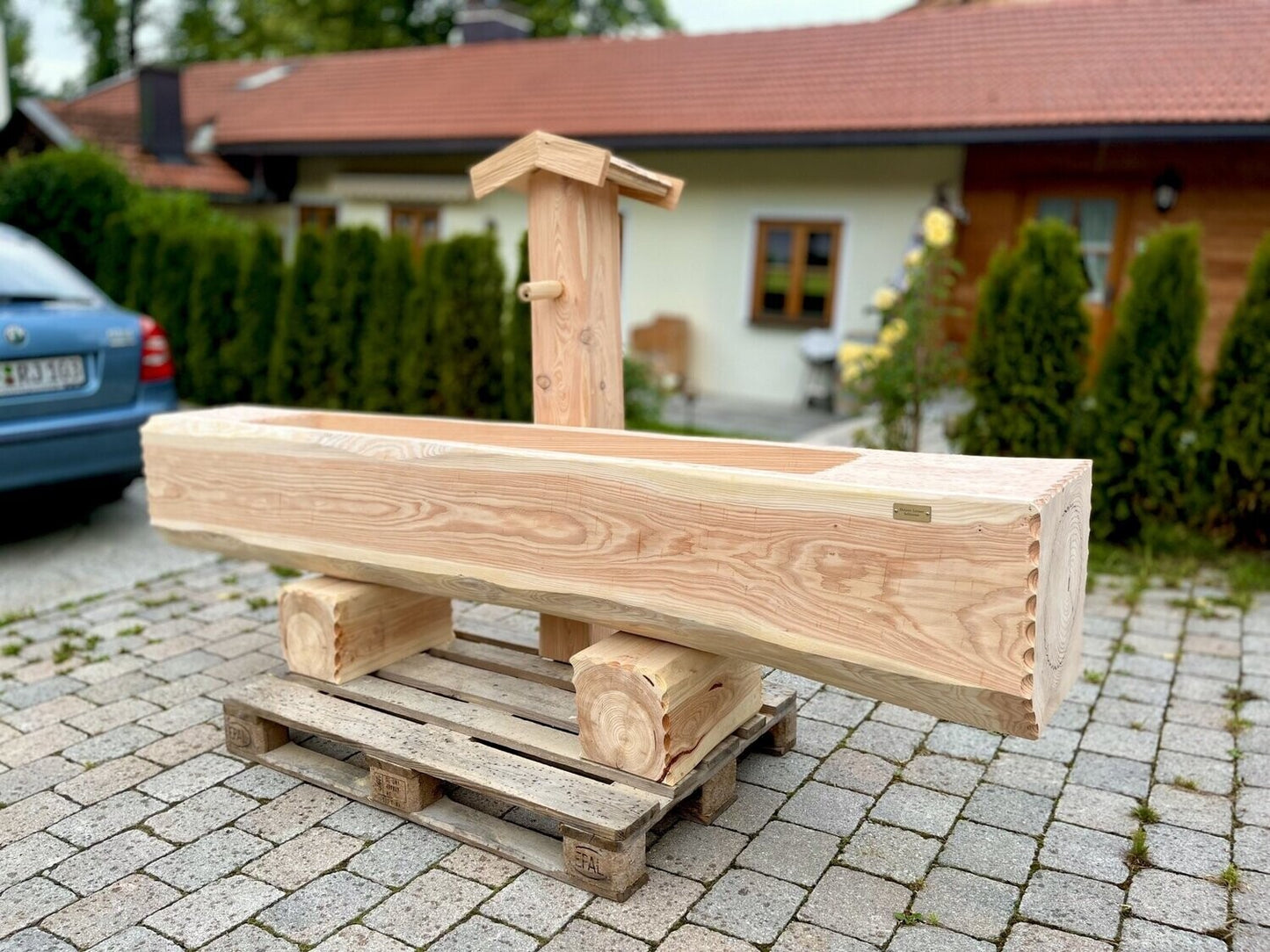 Holzbrunnen ,,Rotwand" eckiger Holztrog Lärche | diverse Größen & Optionen