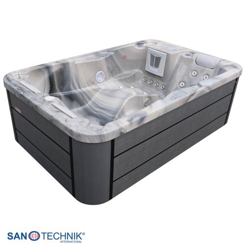 Sanotechnik MODENA OUTDOOR Whirlpool silver marble inkl. Abdeckung 205x130x70 cm