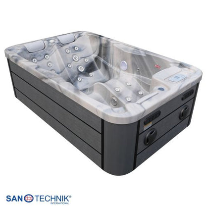Sanotechnik MODENA OUTDOOR Whirlpool silver marble inkl. Abdeckung 205x130x70 cm