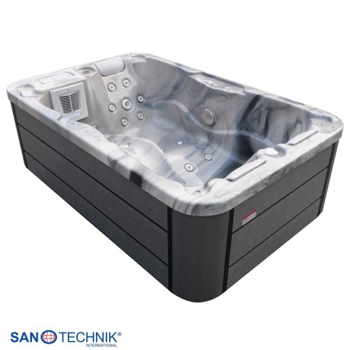 Sanotechnik MODENA OUTDOOR Whirlpool silver marble inkl. Abdeckung 205x130x70 cm